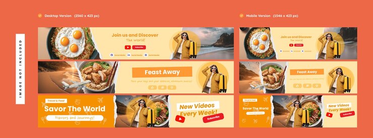 Youtube Channel Banner for Food Travel V1