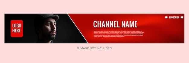 Vector youtube channel red horizontal cover banner with nickname the header for social media account