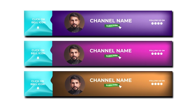 Вектор Канал youtube красный горизонтальный баннер с прозвищем заголовок для аккаунта в социальных сетях с