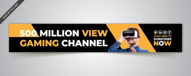 Vector youtube cover and linkedin banner gaming design