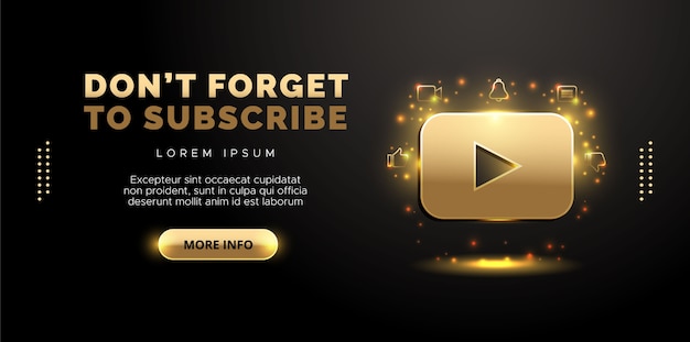 Design di youtube in oro su sfondo nero