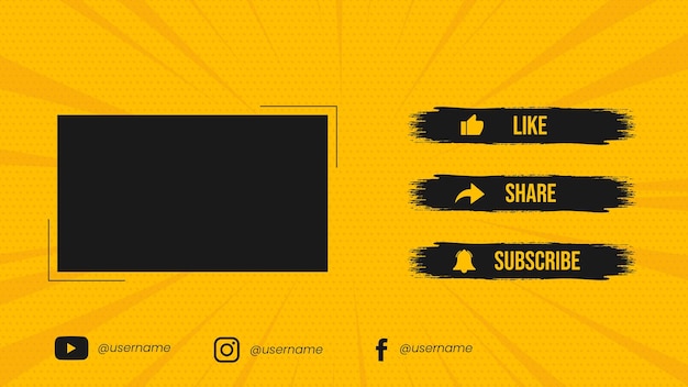 Vector youtube end screen template