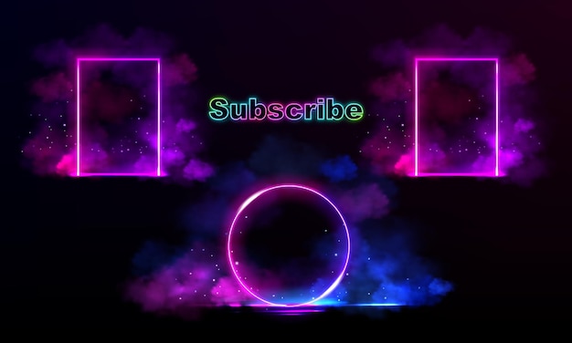 Вектор youtube end screen с неоновым фоном youtube video template background outro card endscreen