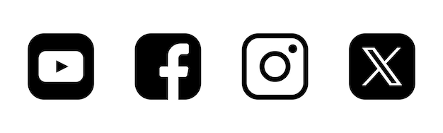 youtube facebook instagram and x logos icon pack