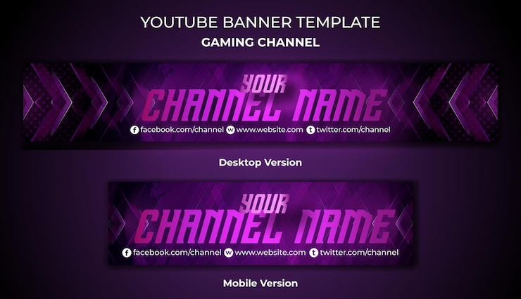 Vector youtube 게임 채널 아트 템플릿 및 현대적인 크리에이티브 youtube 배너