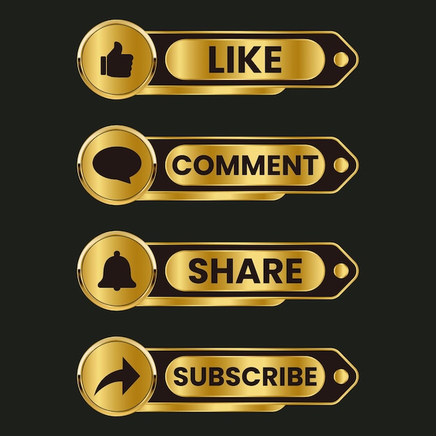 youtube golden like comment share and subscribe button