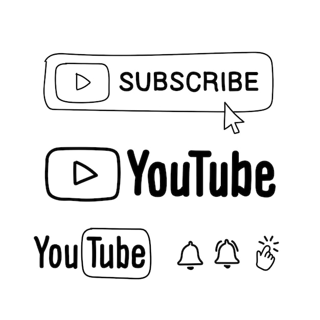 Youtube handgetekende logo set