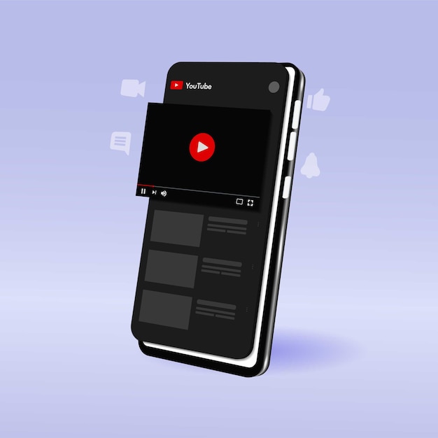 Vector youtube live streaming template on mobile