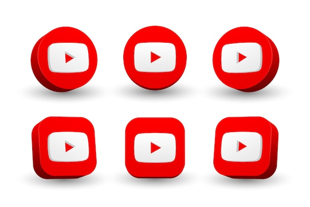 Youtube logo icon collection isolated on white