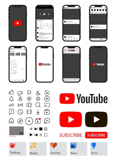 YouTube logo. YouTube website. Vector illustration