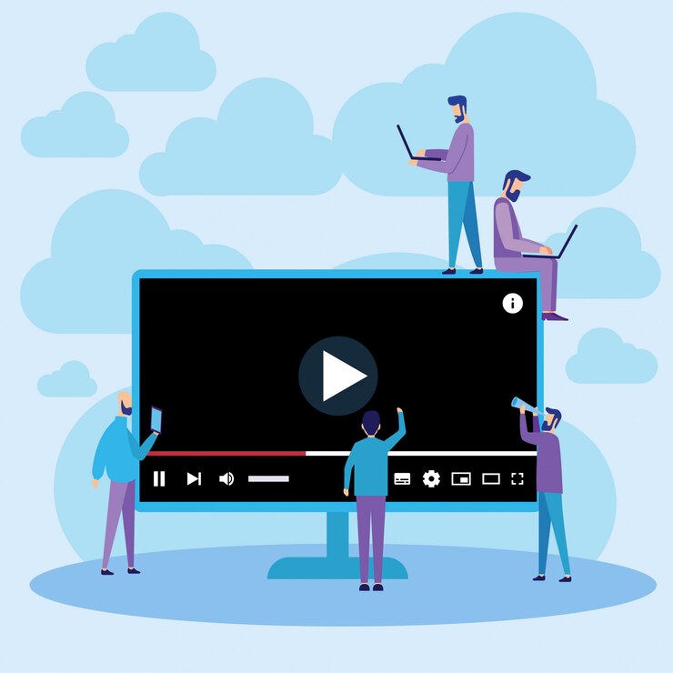 Vector youtube player online video streaming