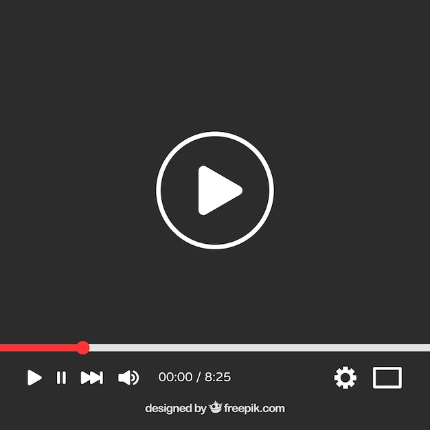 Vector youtube player with flat design