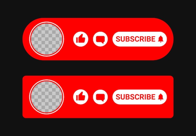 Vector youtube profile template and subscription button with bell icon for notification