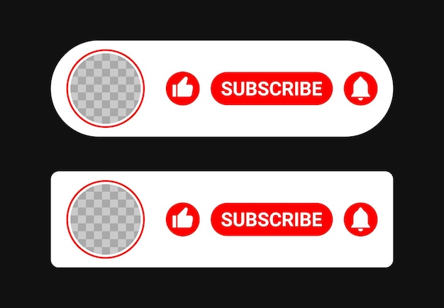 Vector youtube profile template and subscription button with bell icon for notification