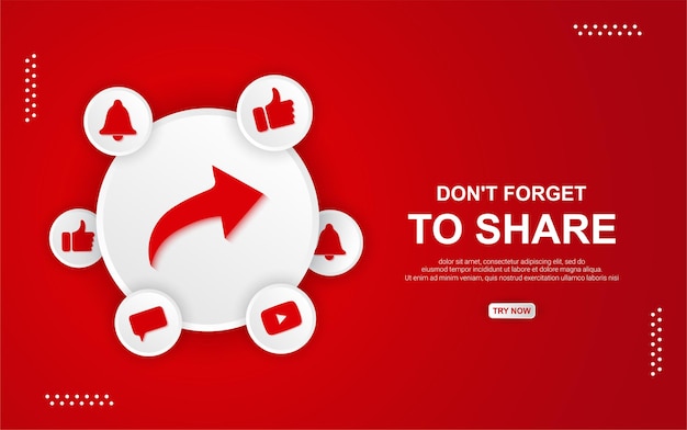 Youtube share-knop op rode achtergrond