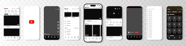 Youtube social media app-sjabloon iphone met youtube-mockup youtube-sjabloon schermframe met schaduw