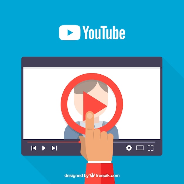 Vector youtube-speler in apparaat met plat ontwerp