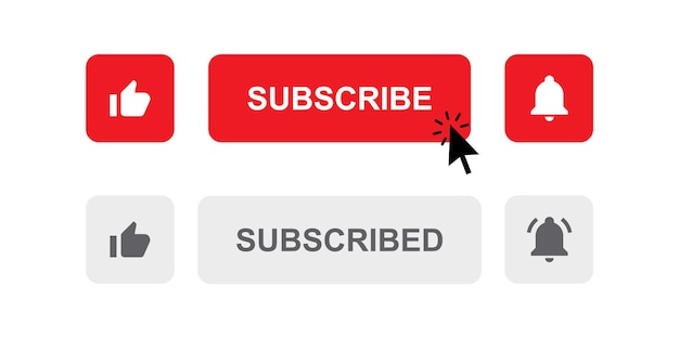 Vector youtube subscribe button with like icon and notification bell symbol for social media banners