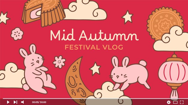 Vector youtube thumbnail for chinese mid-autumn festival celebration