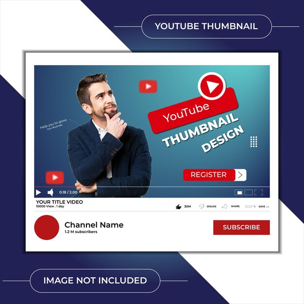 Youtube thumbnail design vector template