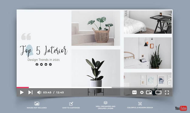 Youtube thumbnail for interior minimal template premium vector