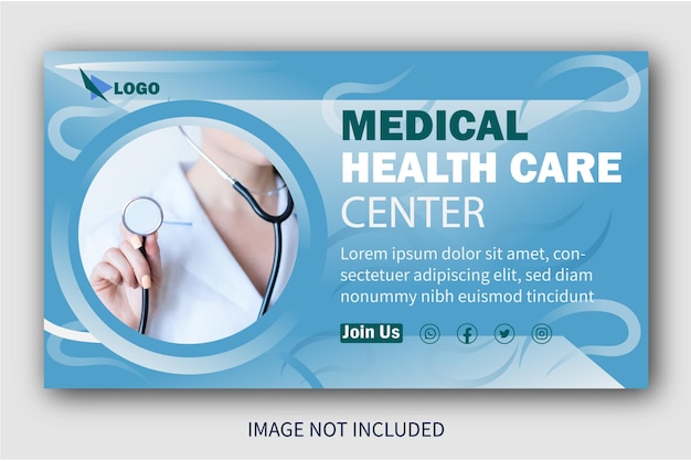 youtube thumbnail medisch gezondheidscentrum zakelijk plat social media postontwerp sjabloon voor spandoek