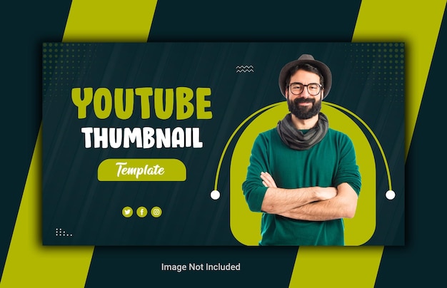 Vector a youtube thumbnail template is shown with a man in glasses.