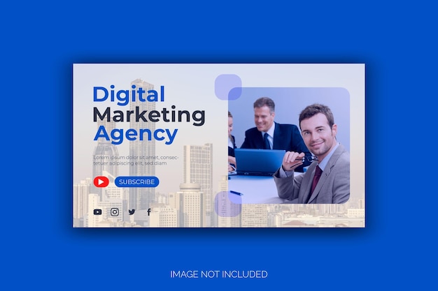 youtube thumbnail or web banner template for digital marketing live workshop