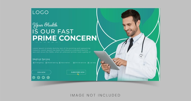 Vector youtube thumbnail or web banner template for doctor