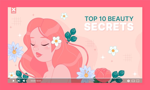 Vector youtube thumbnail for women's beauty and care