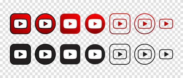 Insieme dell'icona di logo di vettore di youtube illustrazione di vettore