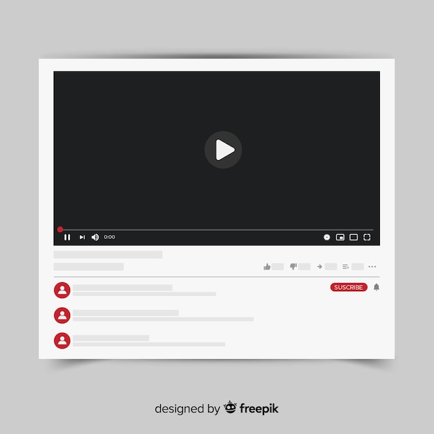 Youtube video player template vectorized