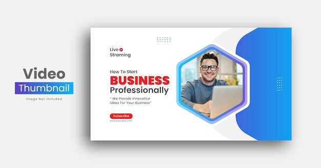 デジタルマーケティングビジネスプレミアムベクターのyoutubeビデオサムネイルまたはランディングページのデザイン