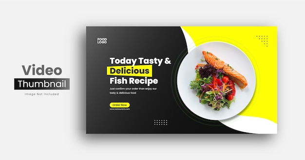 Vector youtube video thumbnail or web banner for restaurant  premium vector