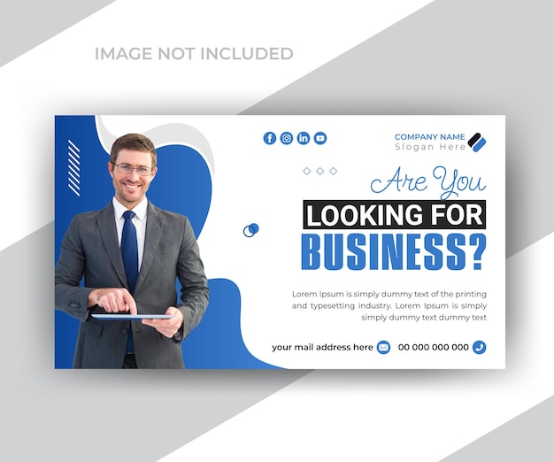 Youtube video thumbnail or web banner template for business cover design