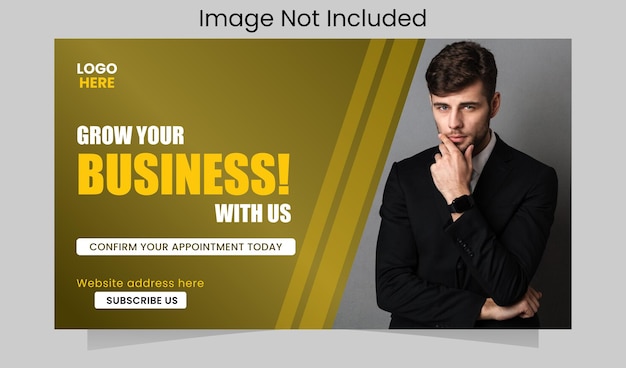 Youtube video thumbnail or web banner template for business