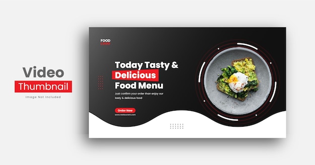 Youtube-videominiatuur of webbanner voor restaurant Premium Vector