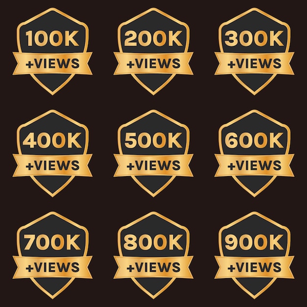 youtube views celebration banner set, 100k views to 900k views badge