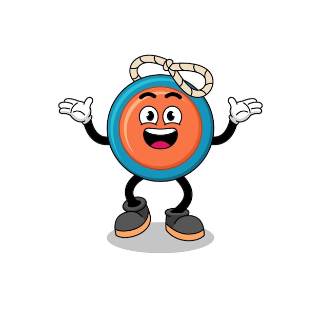 Vector yoyo cartoon searching with happy gesture