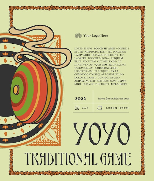 Yoyo illustratie met etnische achtergrond. Hand getekend Indonesische traditionele spelen Illustration