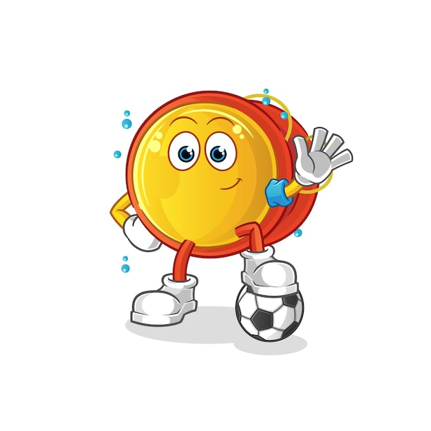 Yoyo playing soccer illustration. character vector