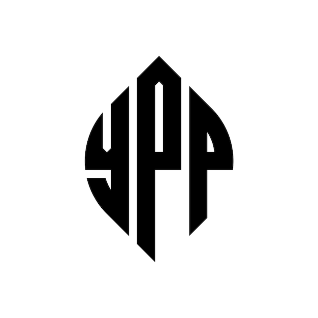 Ypp cerchio lettera logo design con forma di cerchio e ellisse ypp ellisse lettere con stile tipografico le tre iniziali formano un logo cerchio ypp cerchio emblema abstract monogramma lettera mark vettore