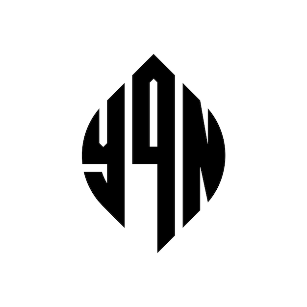 원과 타원 모양의 YQN 원형 글자 로고 디자인 YQN 타원형 글자 타이포그래픽 스타일의 세 개의 이니셜은 원형 로고를 형성합니다 YQN 서클 블럼 추상 모노그램 글자 마크 터