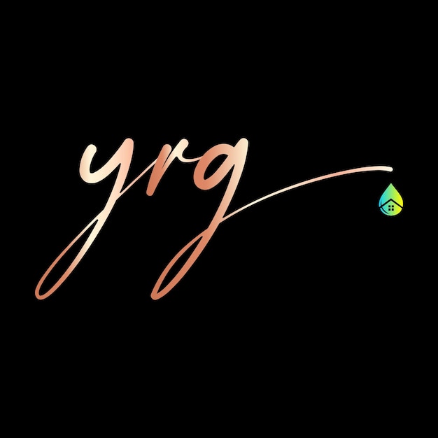 YRG 모노그램 디자인 추상 절연 워터 드롭 액체 오일 벡터 템플릿 로고 개념 아이콘입니다.