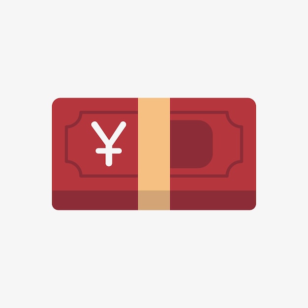 Yuan icon. Chinese currency symbol on a banknote. Stack of cash vector illustration.