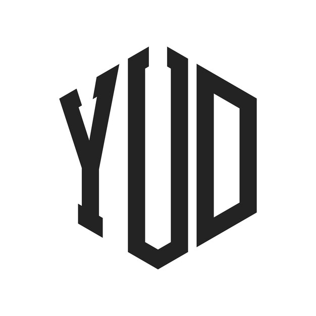 YUD ロゴ デザイン イニシャルレター YUD モノグラム ロゴ ヘクサゴン形