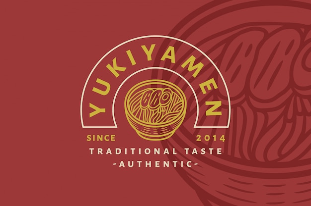 Vector yukiyamen - traditiona taste ramen - vintage logo