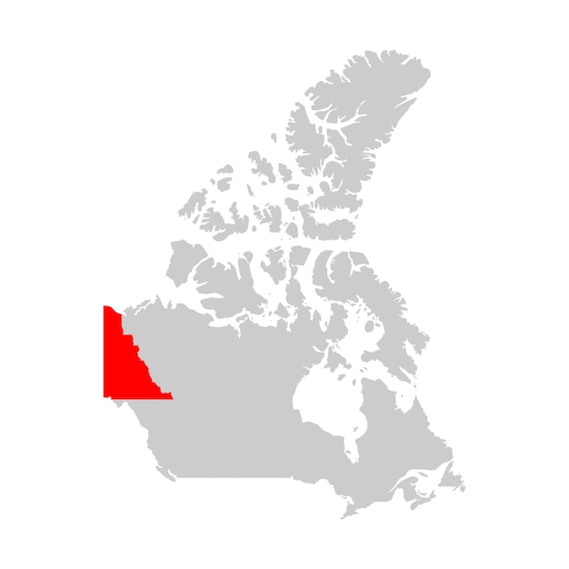 캐나다 지도에서 강조 표시된 유콘 영토
