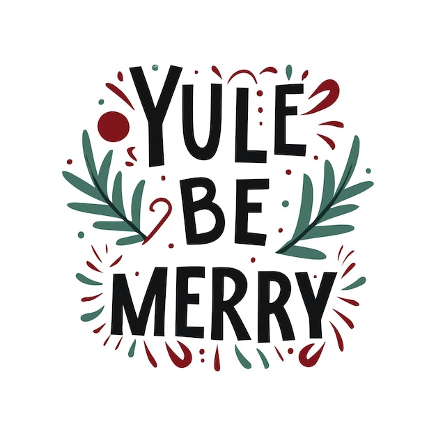 Yule Be Merry handschrift kersttypografie t-shirt ontwerp poster