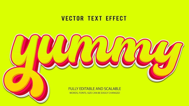 Vector yummy 3d editable text effect vector with cute background